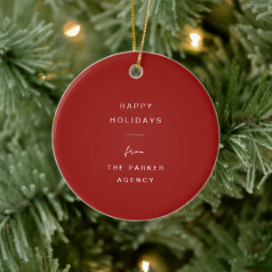 Modern and Minimal Typography   Red Corporate Ceramic Ornament