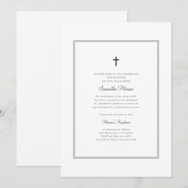 Modern and Minimalist Baptism Invitation (Front/Back)