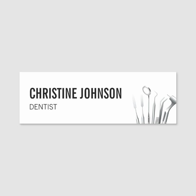 Modern and Minimalist Dentist Name Tag (Front)