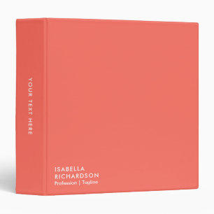 Modern And Minimalist Personalized Coral Binder