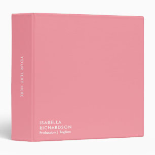 Modern And Minimalist Personalized Pink Binder