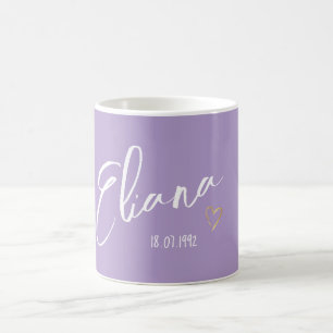 Modern and Minimalist Personalized Purple Name  Coffee Mug