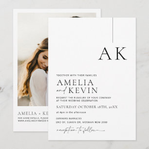 Modern and minimalist photo wedding invitation