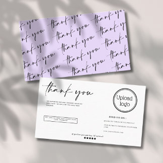 Modern and minimalist purple thank you business card