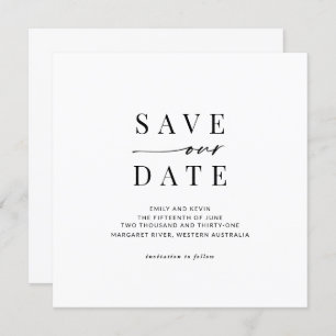 Modern and minimalist square save the date invitation
