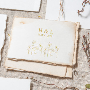 Modern and Minimalist Twig anf Wildflowers Design Rubber Stamp