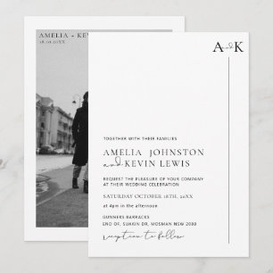 Modern and minimalist typography photo wedding invitation
