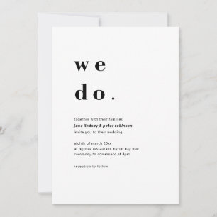 Modern and minimalist typography wedding invitation