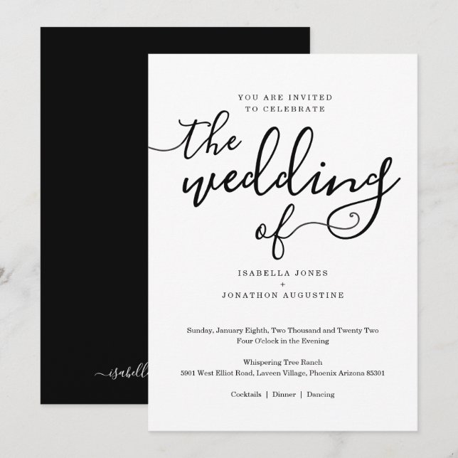 Modern and Minimalist Wedding Invitation (Front/Back)