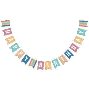 Modern and Muted Colour Swatch Birthday Bunting Flags