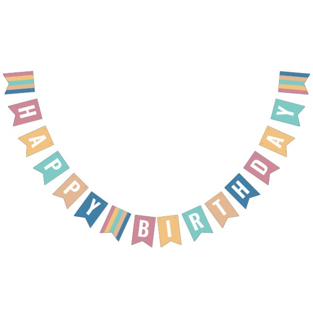 Modern and Muted Colour Swatch Birthday Bunting Flags (All)