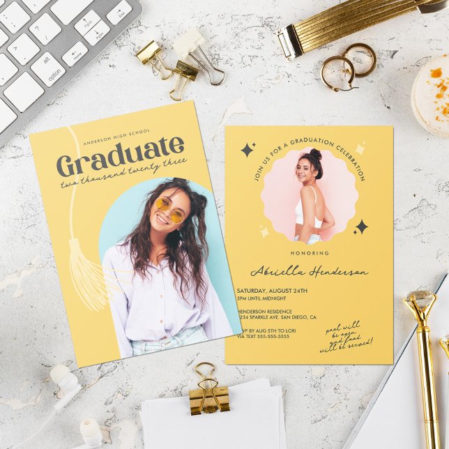 Modern and Retro Yellow Graduation Invitation (Creator Uploaded)