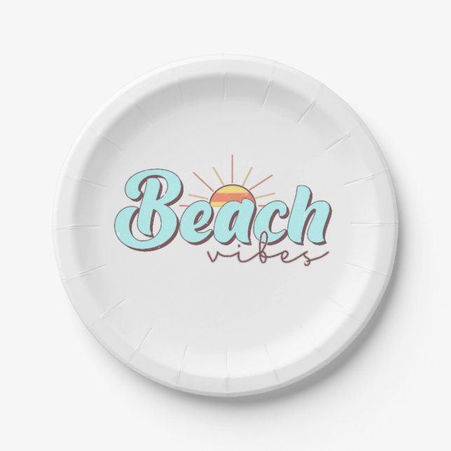 Modern and Simple Beach Vibes White Paper Plate (Front)
