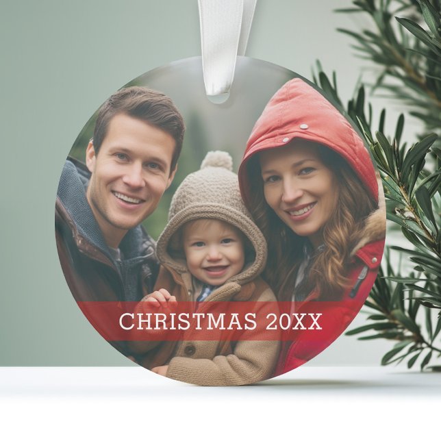 Modern and Simple Christmas Photo Ornament (Personalized Photo Ornament - )