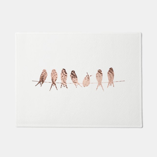 Modern and Simple Faux Copper Birds | Door Mat (Front)