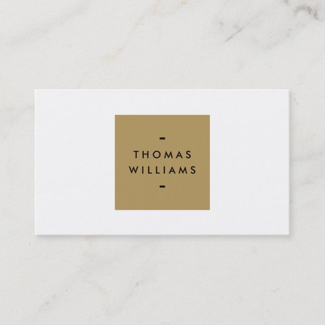 MODERN and SIMPLE GOLD BOX LOGO on WHITE Business Card (Front)