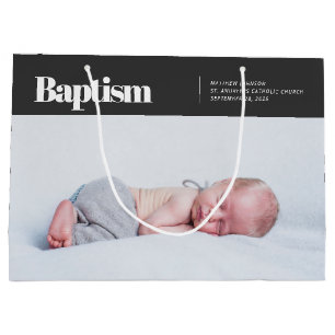 Modern and Simple Photo Baptismal Large Gift Bag