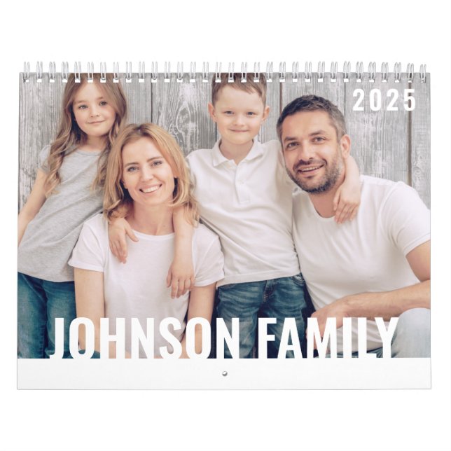 Modern and Simple Typography Custom Family Photos Calendar (Cover)