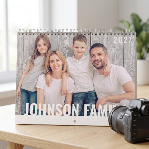 Modern and Simple Typography Custom Family Photos Calendar
