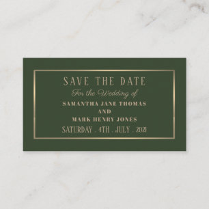 Modern and Sleek, Green and Gold, Save the Date Enclosure Card