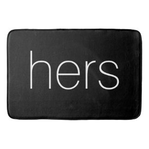 Modern and Stylish Black and White hers Bath Mat