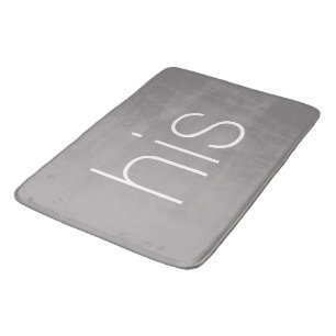 Modern and Stylish Slate Grey and White his Bath Mat