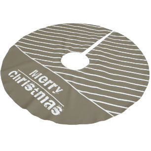 Modern and Stylish Stripes Merry Christmas Holiday Brushed Polyester Tree Skirt