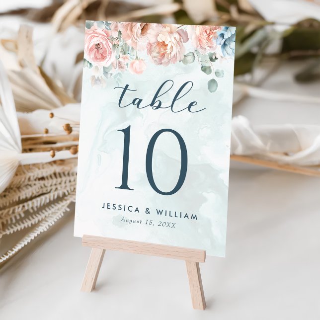 Modern and Trendy Blue Rose Wedding Table Number (Creator Uploaded)