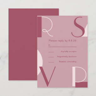 Modern and Trendy Burgundy Monochromatic Wedding RSVP Card