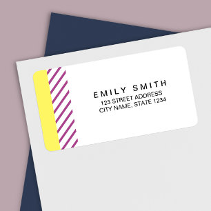 Modern and Trendy Yellow & Purple Stripes Address Label