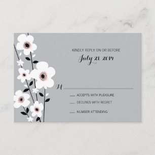 Modern Anemone Wedding RSVP Card