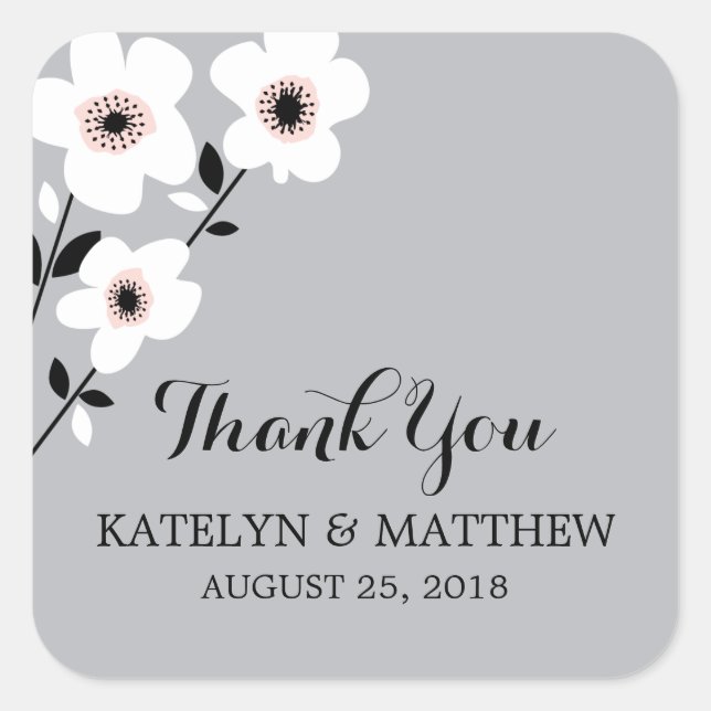 Modern Anemone | Wedding Square Sticker (Front)