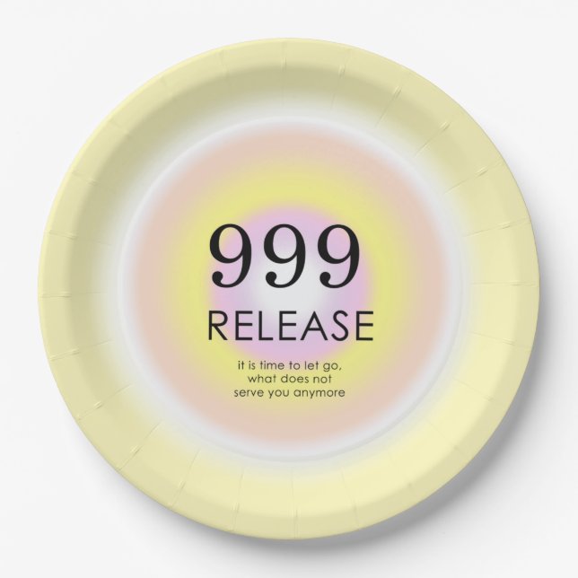Modern Angel Numbers Numerology Meaning 999    Paper Plate (Front)