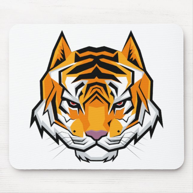 Modern Angry Tiger Head Mouse Pad (Front)