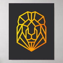 modern animal abstract gold geometric lion art