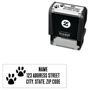 Modern Animal Paw Prints Name Mailing Address Self-inking Stamp