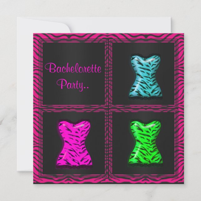 MODERN ANIMAL PRINT BACHELORETTE PARTY INVITATIONS (Front)