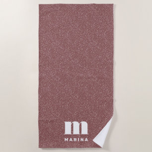 Modern animal print mauve personalized monogram beach towel