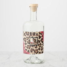 Modern Animal Print Red Rose "Just Married"