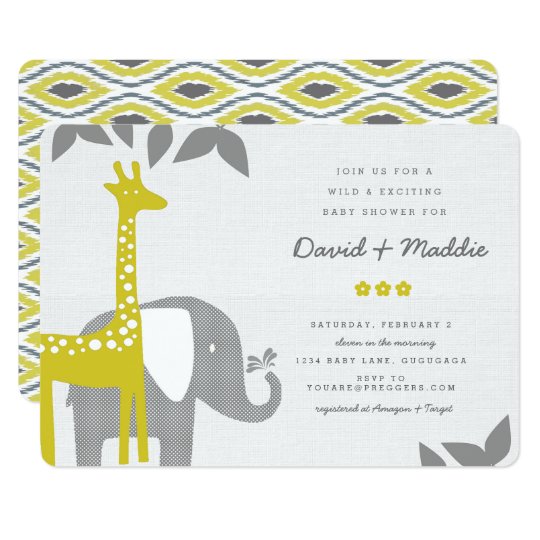 Modern Animal Safari Baby Shower Invitation
