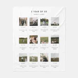 Modern Anniversary 12 Polaroid Photos Couple Fleece Blanket