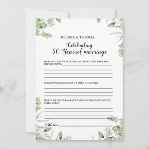 Modern Anniversary 50th wedding party game Card