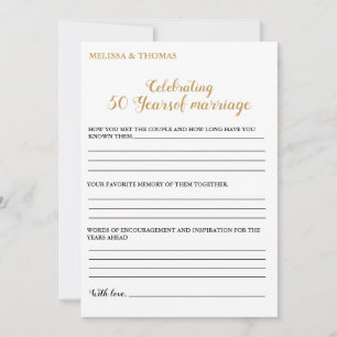 Modern Anniversary 50th wedding party game Card