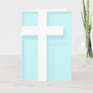 Modern Anniversary of Baptism in Blue Greeting Card