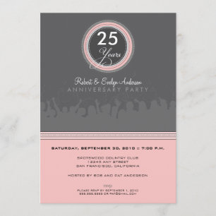 Modern Anniversary Party Invitation (grey/pink)