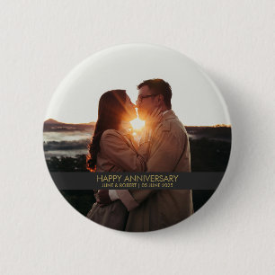 Modern anniversary photo love  2 inch round button