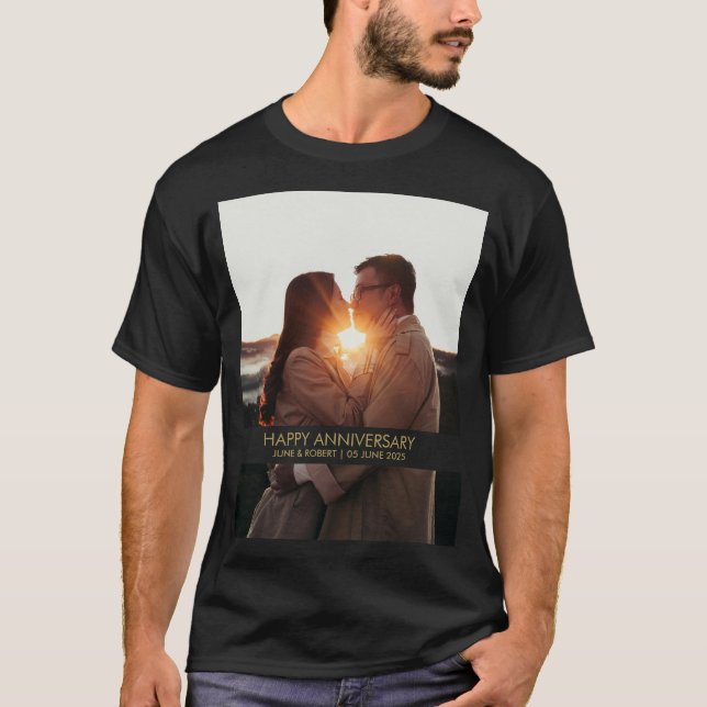 Modern anniversary photo love  T-Shirt (Front)