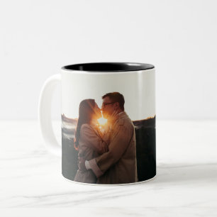 Modern anniversary photo love  Two-Tone coffee mug