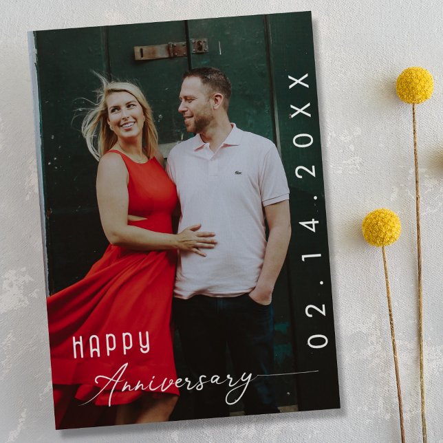 Modern Anniversary Photo With Stylish Script  Announcement (Anniversary Photo With Stylish Script  Announcement )