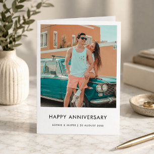 Modern Anniversary Stylish Minimalist Photo Card